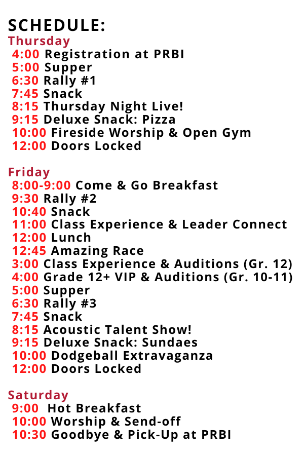 Schedule of Youth Alert